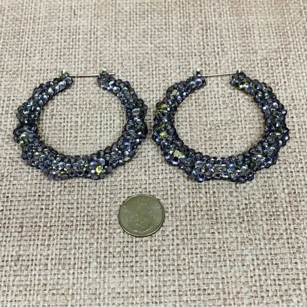 Blue Crystal 2 in Hoop Earrings‎